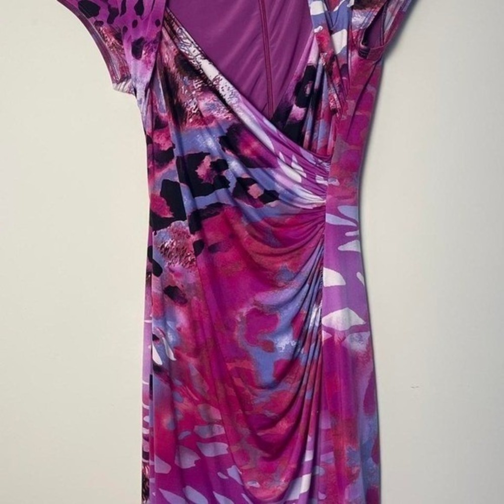 Cache' Purple and pink multicolor abstract print mini dress 6